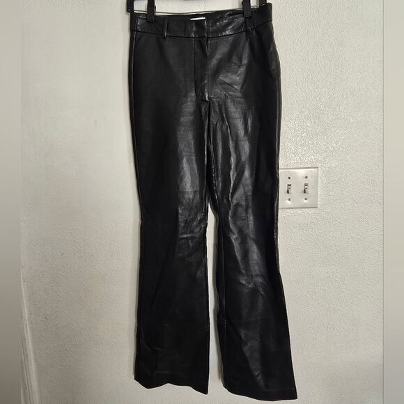 Aritzia Wilfred Cabaret Faux Leather Flare Pants Size 6 - Picture 2 of 11